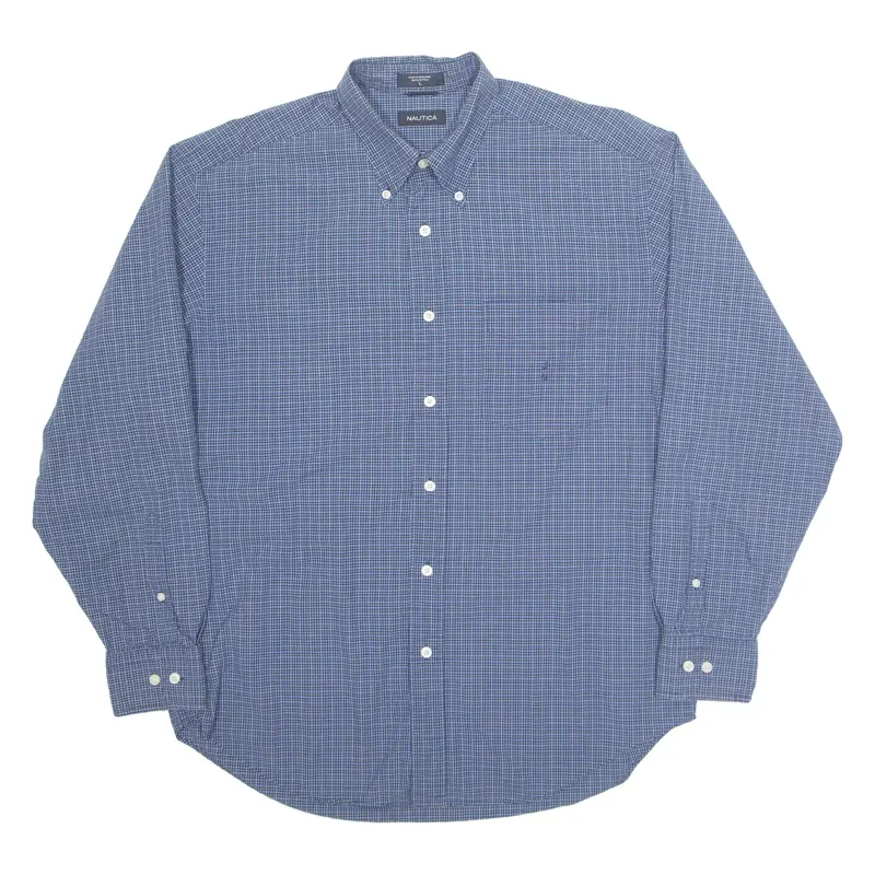 NAUTICA Mens Shirt Blue Check Long Sleeve L