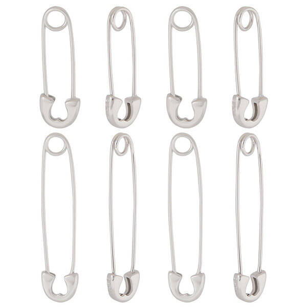 4 Pairs 2 Size 925 Sterling Silver Safety Pin Shape Hoop Earrings for Women