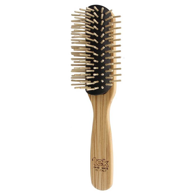 Tek - Semi-Circular Wooden Brush with Short Teeth | Ideal for Fringe, Bangs and Blow-Dry Styling