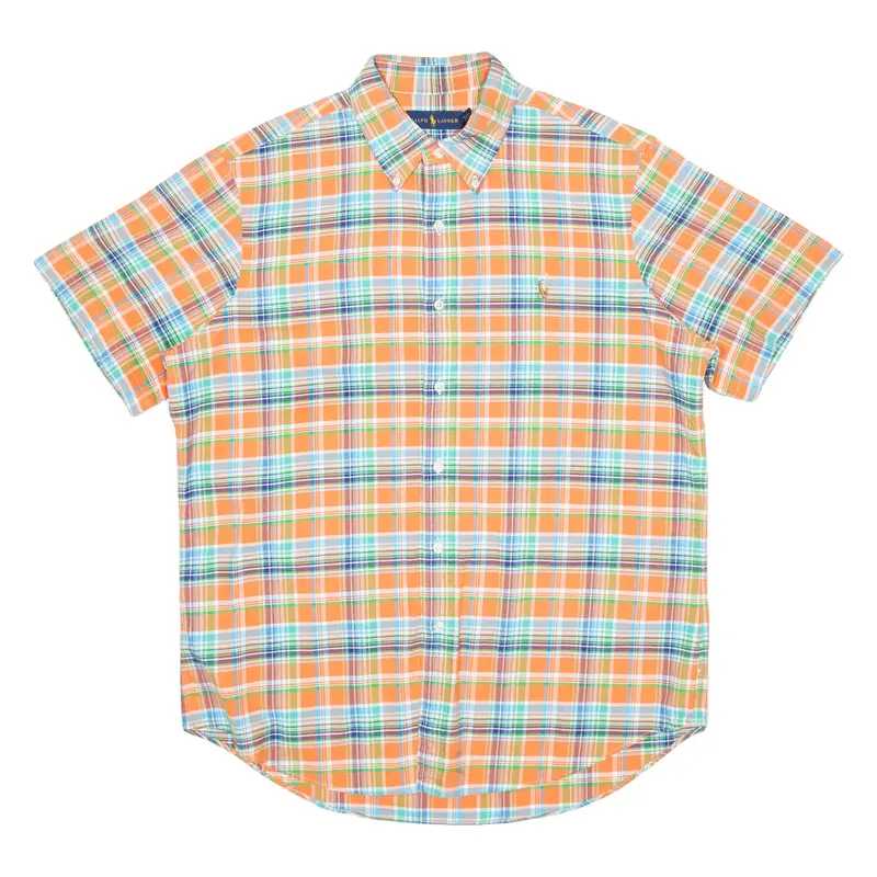 RALPH LAUREN Mens Shirt Orange Check L