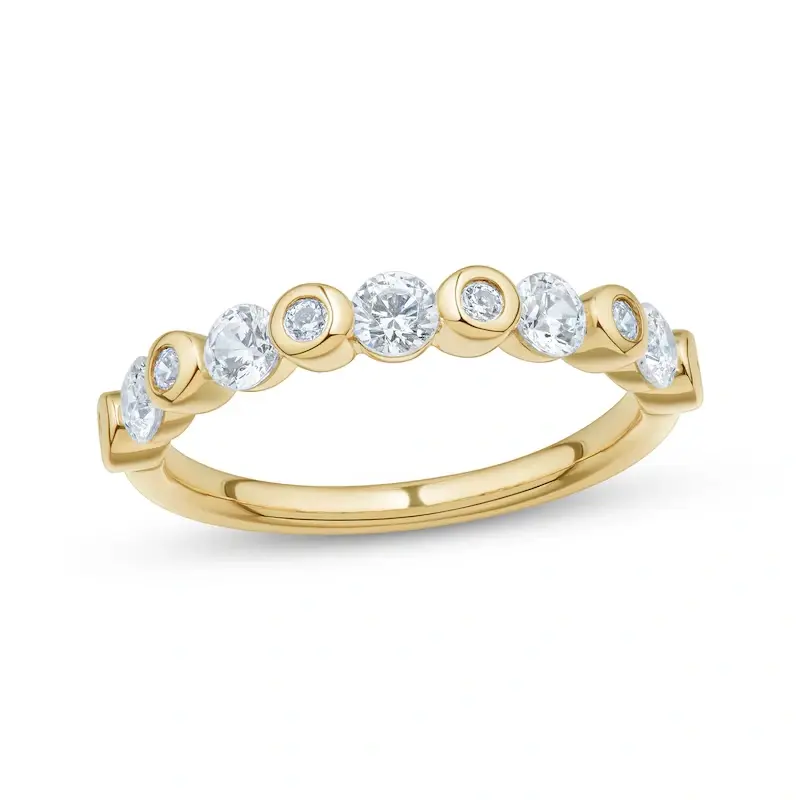 10K Gold Round Cut Diamond Stackable Ring I I2 Clarity 3EX IGI Certified