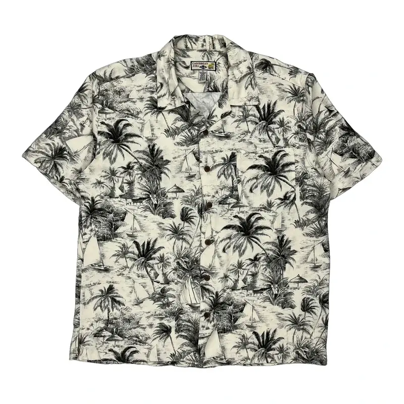 Caribbean Joe Hawaiian Shirt - XL Cream Viscose