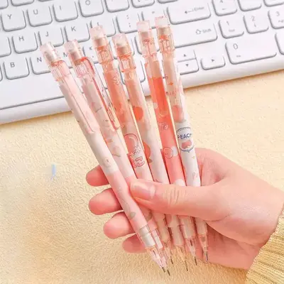 Cartoon Pattern 0.5mm Automatic Pencil, 6pcs Writing Pencil For Students, School Office Stationery