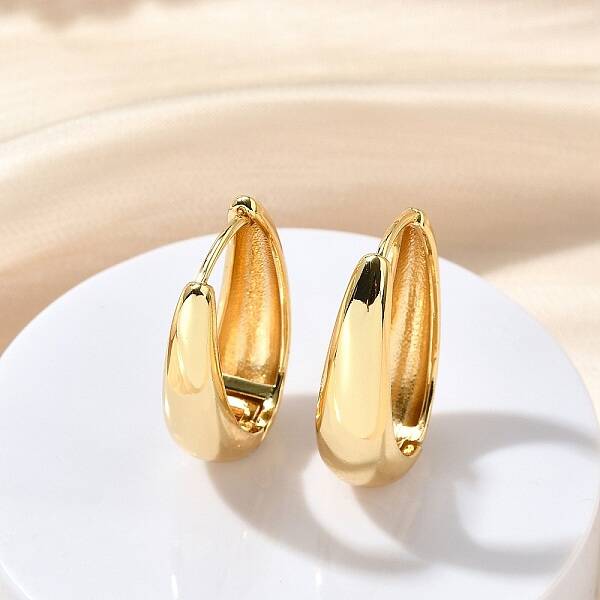Oval Brass Hoop Earrings