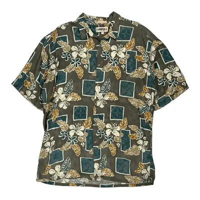 Campia Hawaiian Shirt - Large Brown Viscose