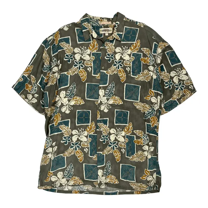 Campia Hawaiian Shirt - Large Brown Viscose
