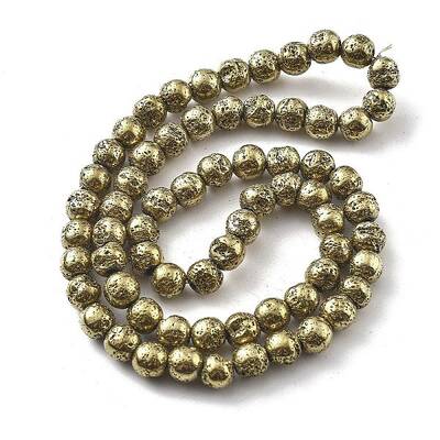 Electroplated Natural Lava Rock Beads Strands