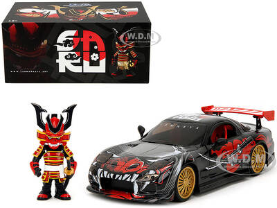 1993 Mazda RX-7 Black with Graphics Lab Monkeys with Saru Diecast Figure Hollywood Rides Series 1/24 Diecast Model Car by...