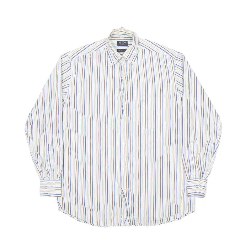 PAUL & SHARK Yachting Shirt Cream 90s Striped Long Sleeve Mens S