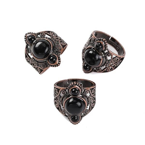 Natural Obsidian Retro Finger Rings