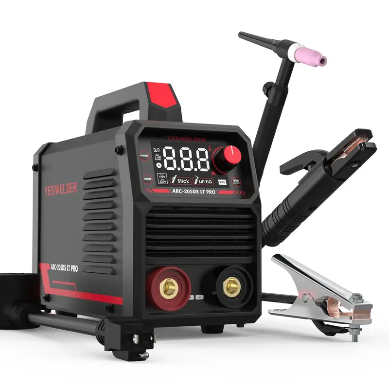 YESWELDER 205Amp 110/220V Stick Welder with Lift TIG Torch, ARC-205DS-LT-PRO Lift TIG/MMA 2-in-1 Welding Machine, Digital Dis...