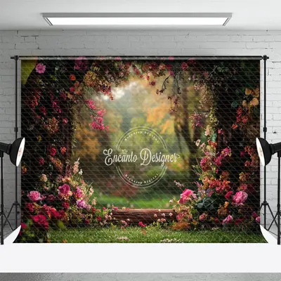 Aperturee Dense Floral Blurry Green Plant Spring Backdrop, 3X2FT(1MX0.6M), 14 USD, spring backdrops, ENHD1J80-M