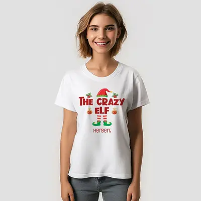 Crazy Elf Family Christmas Custom Name T-Shirt