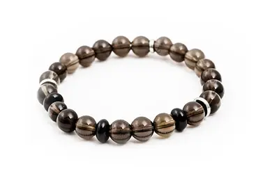 Beneto MINK94 Smoked Rondel and Onyx Bead Bracelet - Length: 17cm