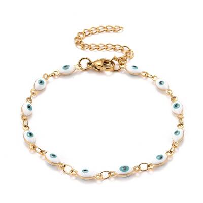 Enamel Horse Eye Link Chains Bracelet