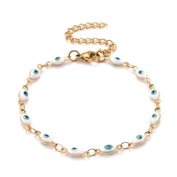 Enamel Horse Eye Link Chains Bracelet