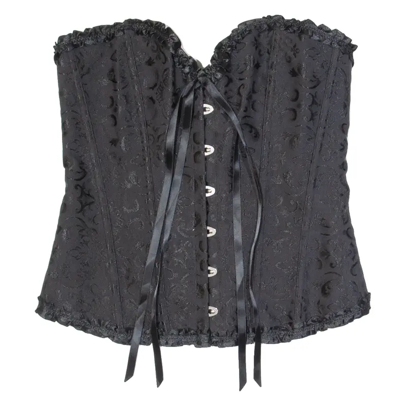 Womens Corset Black Sleeveless Paisley M