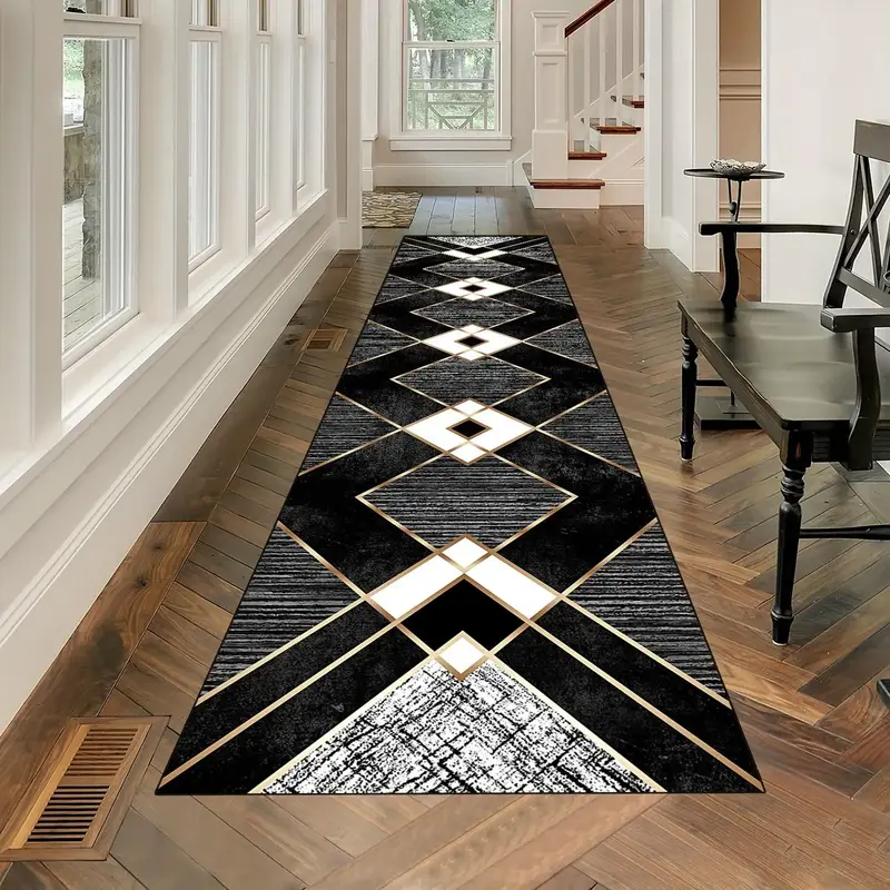 Geometric Pattern Kitchen Mat, Non-slip Soft Decorative Carpet, Creative Kitchen Carpet, Villa Corridor Long Carpet, Machine ...