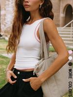 Women's Plain Top Stitching Tank Top, Casual Sleeveless Top for Summer, Ladies Clothes for Daily Wear, Casual Solid Shirt