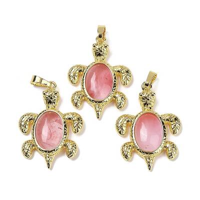 Cherry Quartz Glass & Brass Pendants