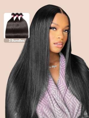 UNice Straight Remy Human Hair Bundles 3Pcs Deal