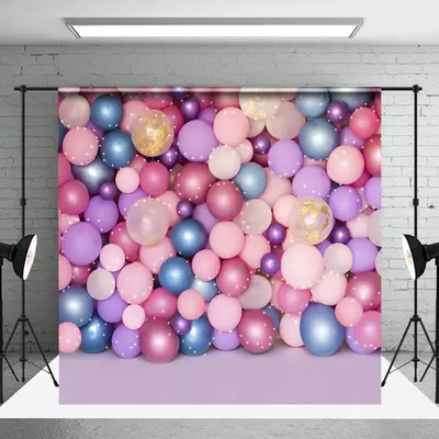 Dense Colorful Balloon Birthday Cake Smash Backdrop - Aperturee