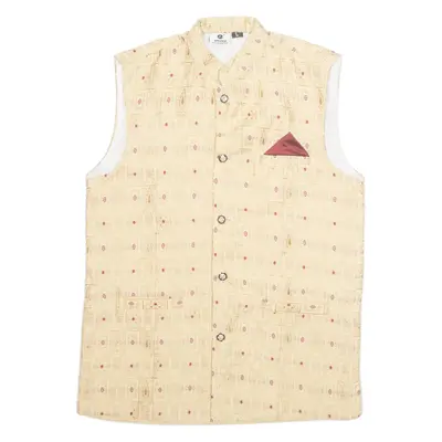 AMZIRA Womens Printed Shirt Gold High Neck Sleeveless Spotted L