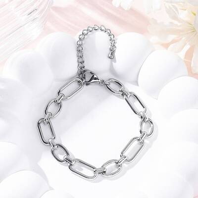 304 Stainless Steel Oval Link Chain Bracelets for Men Women