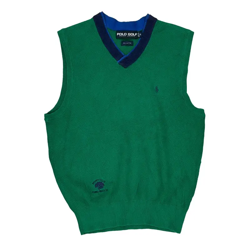 Golf Poppy Hills Ralph Lauren V-Neck Sweater Vest - Medium Green Cotton
