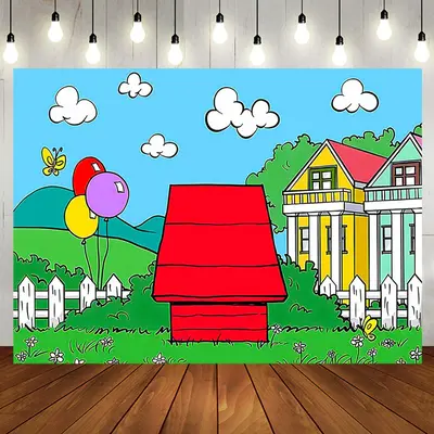Aperturee Cartoon Green Grass Red House Birthday Backdrop | Diy Birthday Backdrop | Birthday Party Decorations | Backdrop For...