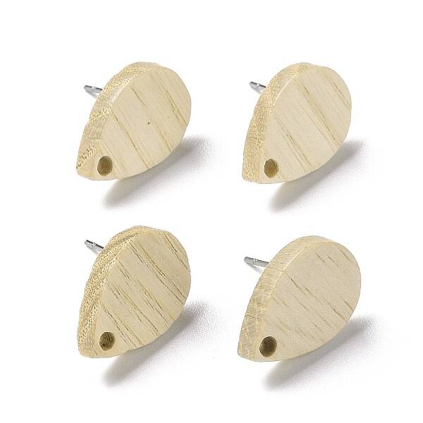 Natural Ash Wood Stud Earring Findings