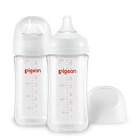 (Pack of 2)Pigeon Glass Nursing Baby Bottle Wide Neck, Anti-Colic, Streamlined Body, Natural Feel, Easy to Clean, Heat-Resist...