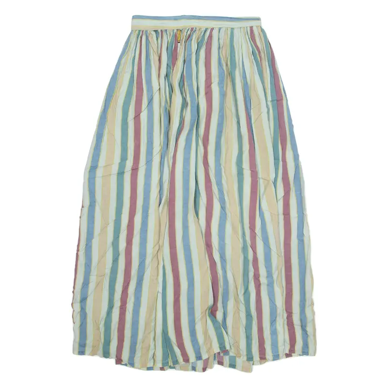 ARMANI JEANS Womens A-Line Skirt Blue Midi 90s Striped UK 12