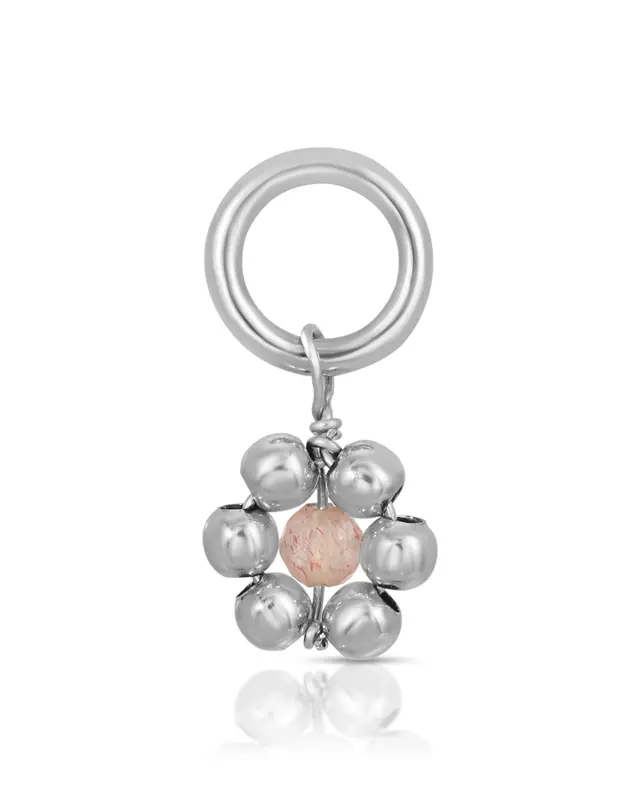 Flowercita October Pink Opal Charm | Metal Color: Silver