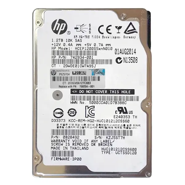 742934-001 HP 1.2TB 6Gb/s SAS 10000 2.5-inch Hard Drive