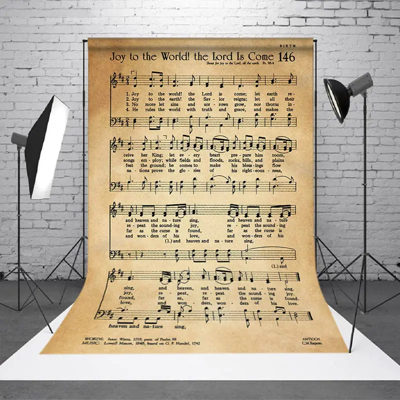 Aperturee Retro Yellow Staff Note Holy Bible Text Backdrop | Wall Backdrop For Party | Party Backdrop Decorations | Custom Ba...