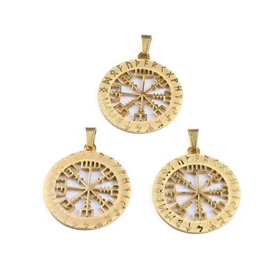 304 Stainless Steel Norse Viking Compass Amulet Pendants
