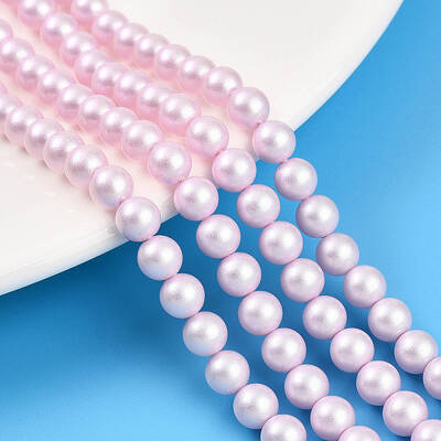 Baking Painted Pearlized Glass Pearl Bead Strands