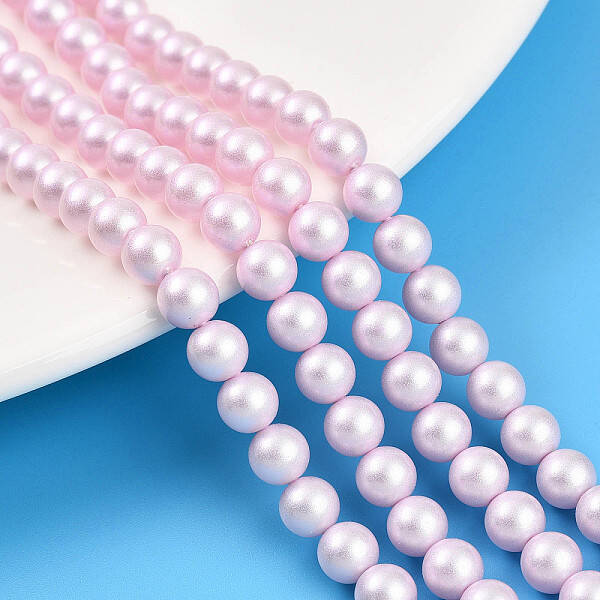 Baking Painted Pearlized Glass Pearl Bead Strands