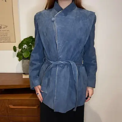 Italcrea Suede Jacket - Large Blue Leather