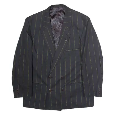 LINEA MASSIMA Mens Blazer Jacket Grey Linen Pinstripe L
