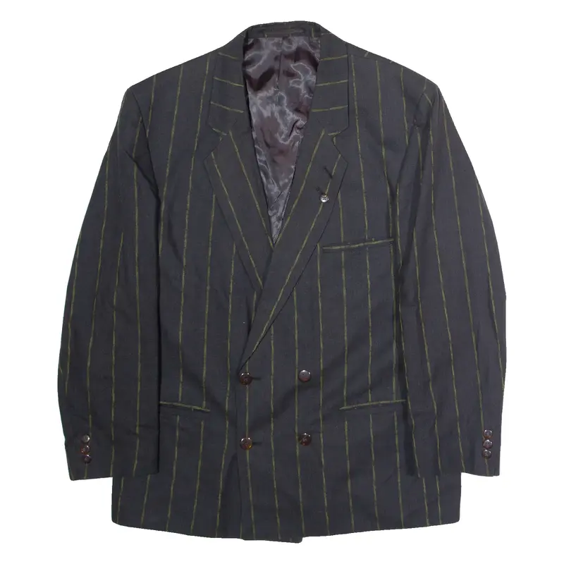 LINEA MASSIMA Mens Blazer Jacket Grey Linen Pinstripe L