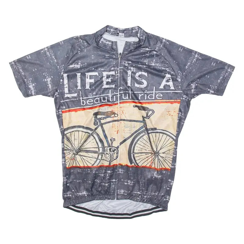 Full Zip Cycling Mens Jersey Grey 3XL