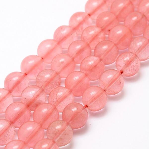 Cherry Quartz Glass Bead Strands