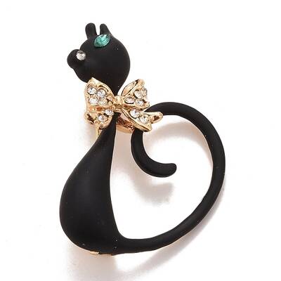 Rhinestone Cat Badge