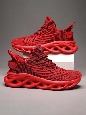 Men's Fashionable Lace Up Breathable Mesh Sneakers, Casual Comfortable Sports Running Training Shoes, Male All-match Round To...