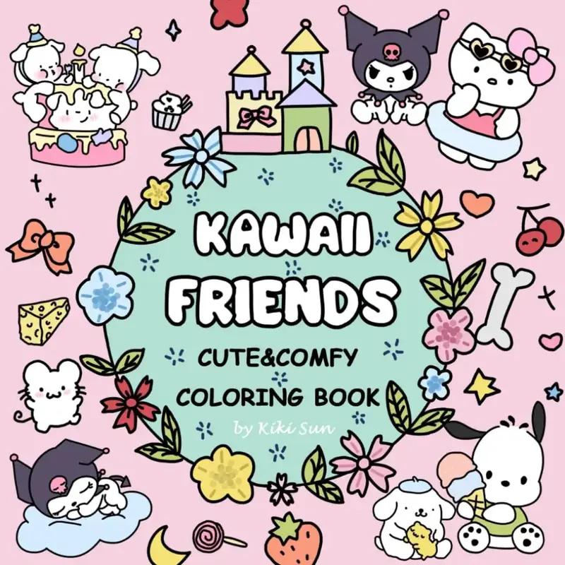 KAWAII FRIENDS: Coloring Book Featuring Super Cute Animal Characters with Easy and Simple Designs for Relaxation (Cute&Comfy)