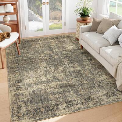 Garvee Area Rug Large Living Room Rug 9x12 Machine Washable Floor Carpet, Non-Slip Vintage Distressed Area Rug, Low Pile Soft...