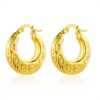 European Style Heart Stud Earrings Gold Plated Stainless Steel Women's Jewelry