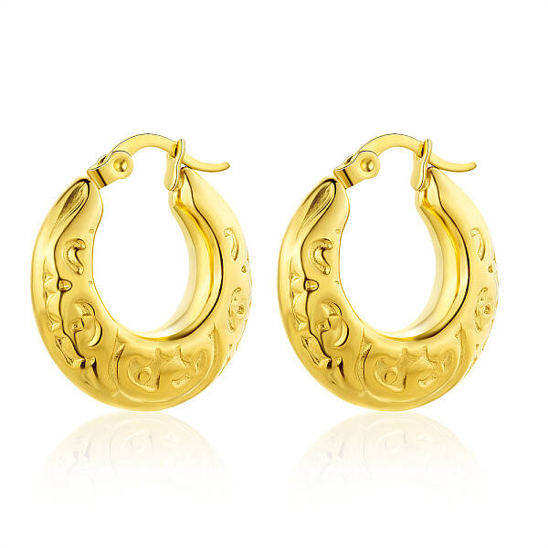 European Style Heart Stud Earrings Gold Plated Stainless Steel Women's Jewelry